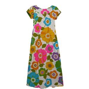 Vintage 1970's WALTAH CLARKE'S Hawaiian Floral Waterfall Hostess Gown Maxi Dress